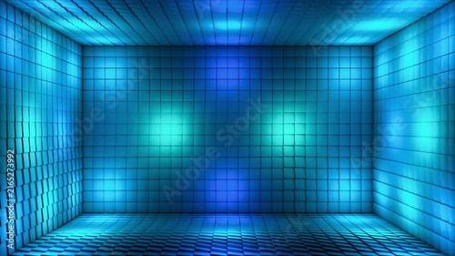 Broadcast Pulsating Switching Hi-Tech Blinking Illuminated Cubes Room Stage, Multi Color, Events, 3D, Loopable, 4K