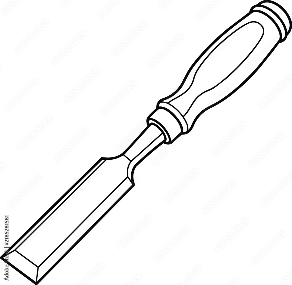 Obraz premium A simple modern chisel tool shown in line art format