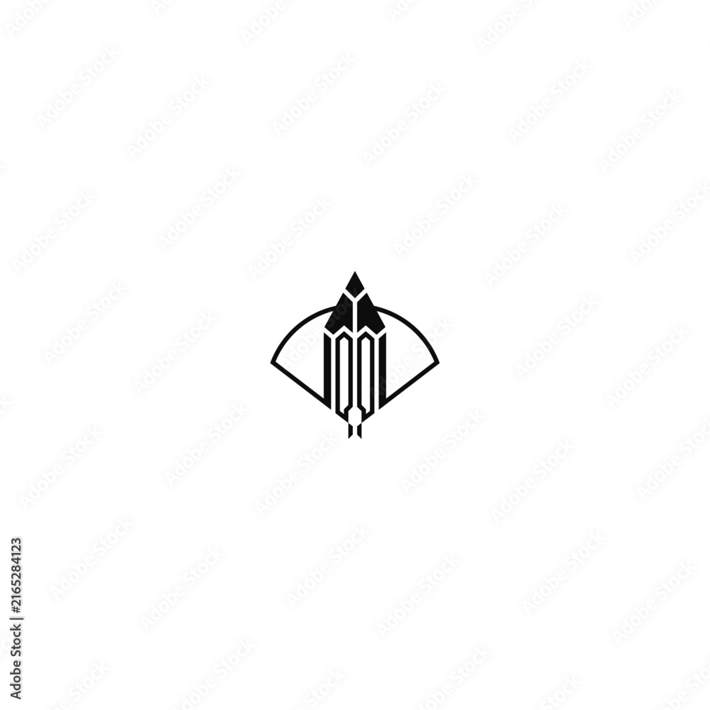 Fototapeta premium Bow arrow in pencil logo.
