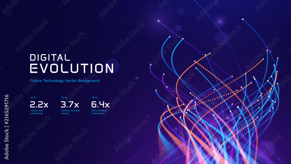 Naklejka premium Fiber Optic Light Trails Forming Abstract Network Landscape. Rapid Broadband Transmission Concept Designed for Technology, Finance and Cloud Platforms.
