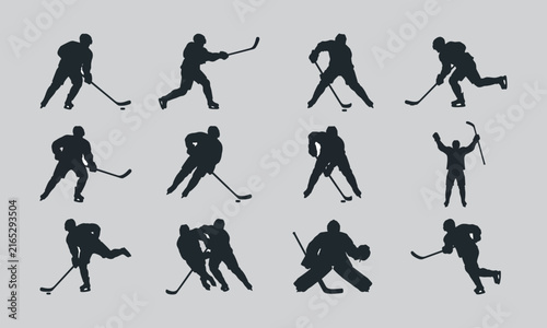 Photography Ice hockey players silhouette vector illustration