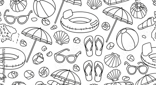 Seamless vector pattern featuring various abstract geometric shapes, organic forms, and repeating design elements on a clean background for textile, wallpaper, and web design.
