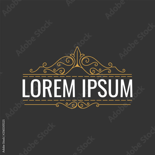Baroque Royal Monogram Filigree Graphic Illustration For Classic Wedding Corporate Branding Identity