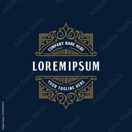 Victorian Flourish Typographic Divider Ornament Insignia For Barbershop Brewery Product Package Labeling