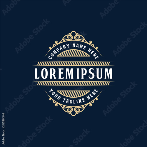 Antique Calligraphy Emblem Shield Graphic For Classic Luxury Corporate Brand Identity