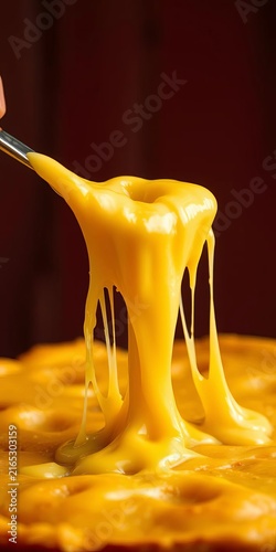 Melted cheese stretching from crust to center, tasty treat, gooey cheese