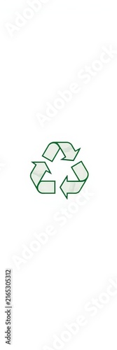 A simple recycling symbol on a white background, blank, eco-friendly