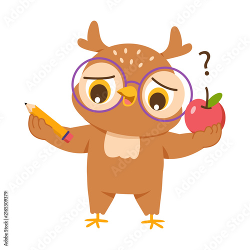 Фотография A puzzled owl choosing between items, ideal for confusion, decision, question, choice, and thinking themes