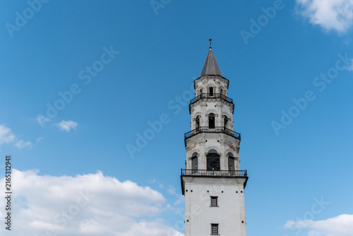 Photography Nevyansk or Demidov Tower is a famous leaning stone tower of the first quarter of the 18th century, built by order of the industrialist Akinfiy Demidov in Nevyansk, Sverdlovsk Oblast
