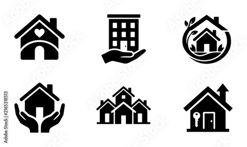 Home Icons Set: Real Estate, Property, Shelter, Housing, Building, Residential, Key