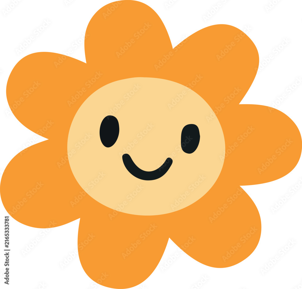 Obraz premium Smiling orange flower with petals in soft light representing joy and simplicity for children's themes