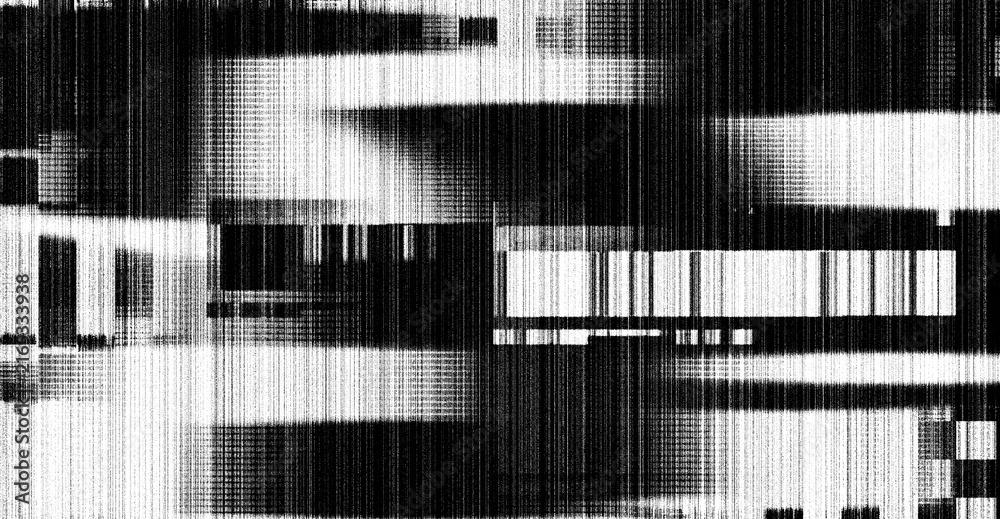 Fototapeta premium Abstract Black and White Digital Glitch Pattern Background with Geometric Chessboard Texture