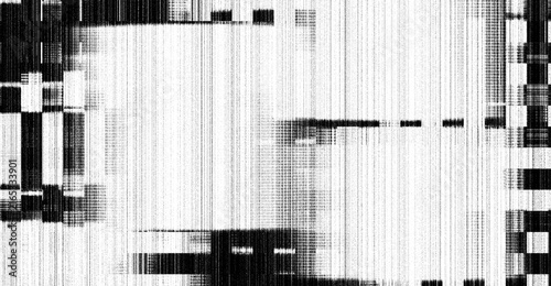 Abstract Black and White Digital Glitch Pattern Background with Geometric Chessboard Texture