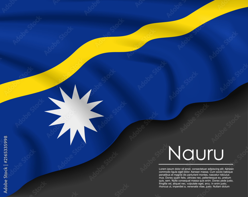 Fototapeta premium Nauruan waving flag template for national day or travel concept. Vector illustration.