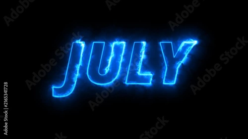 Moderan text monthly animation with saber, July saber text animation in 4k with alpha channel.