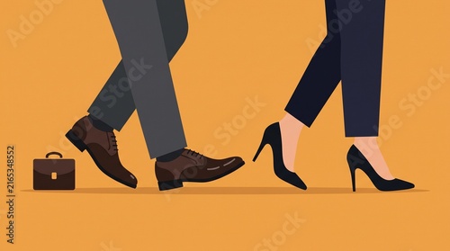 Business Competition and Career Growth Concept with Man and Woman Walking