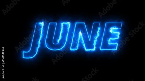 Moderan text monthly animation with saber, June saber text animation in 4k with alpha channel.