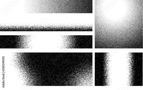 Stipple dot grain gradient bars set rectangle noise shading texture vector illustration