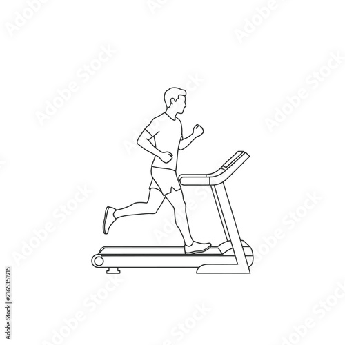 Man Running on Treadmill Illustration for Fitness Exercise