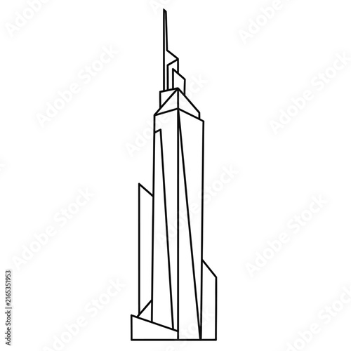 Modern Skyscraper Building Facade Line Art