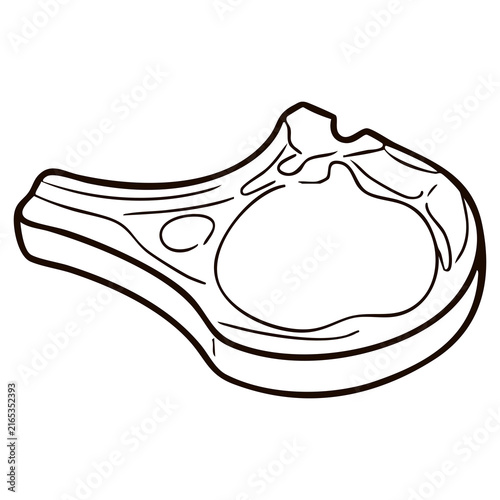 Raw Meat Chop Line Art - Fresh Steak Pork Chop Vector Illustration for Butcher Shop Logos, Steakhouse Menus, and Recipe Packaging
