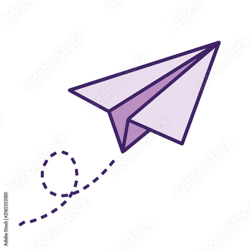 Cute Purple Paper Airplane with Dotted Flight Path Illustration