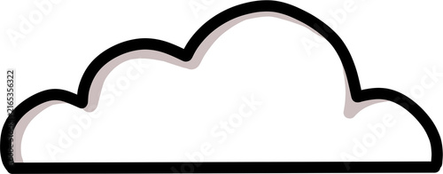 Minimalist fluffy cloud outline vector illustration isolated on white background