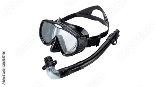 Cuadro en lienzo Black professional diving mask goggles snorkeling sport gear isolated on a white