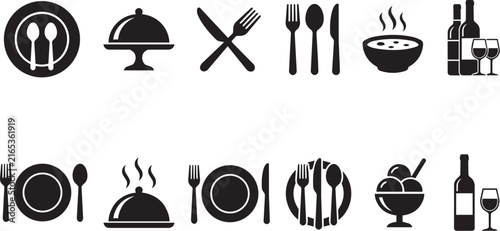  Culinary icons in two rows 