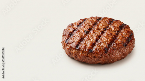 Grilled beef burger patty with criss-cross grill marks