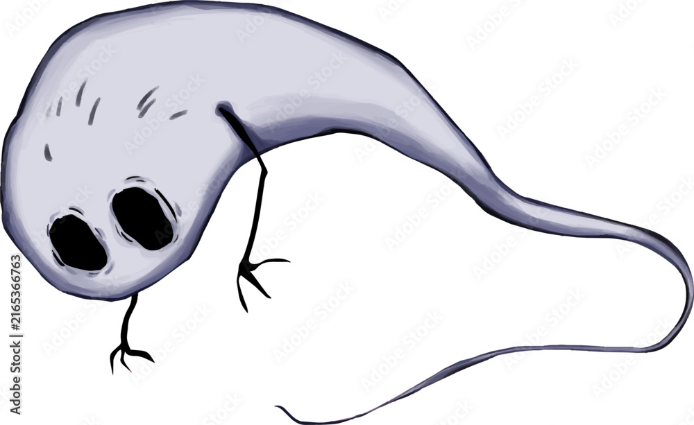 Fototapeta premium Creepy spooky white ghost character illustration isolated on white background for Halloween