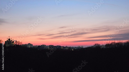 Russian city sunset