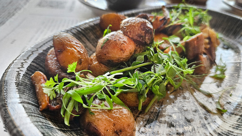 Rustic potatoes on plate