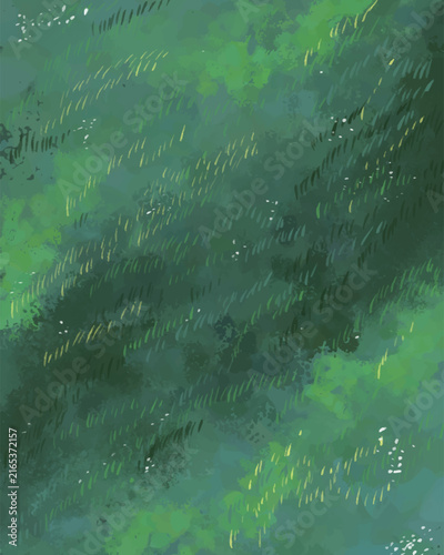 Hand Drawn Soft Green Grass Field Texture Vector Background Illustration