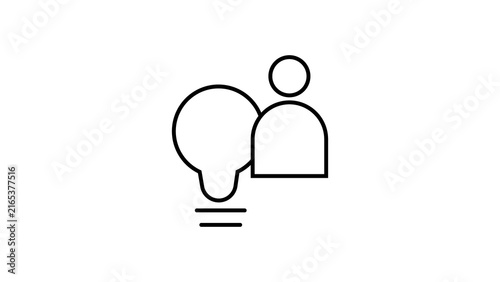 Creative user idea icon combining light bulb and person for innovation and personal growth.