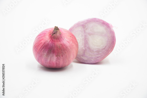 Whole Red Onion Vegetable on White Background