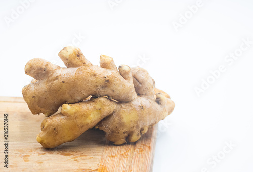 Natural Ginger Root on White Background