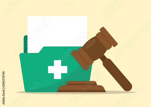 Medical Folder with Gavel vector Illustration