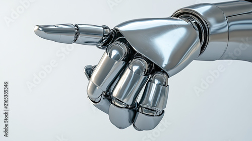High Detail Mechanical Hand Pointing on Clean Background