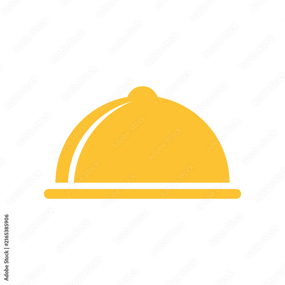 Fototapeta premium Yellow meal tray icon, catering symbol