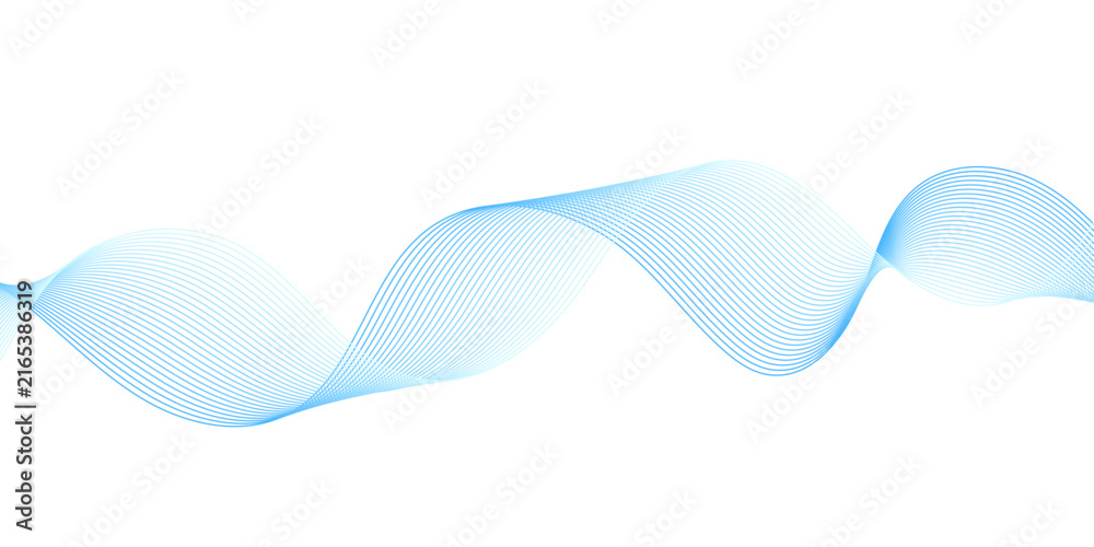 Fototapeta premium Modern abstract wave line design in light blue and cyan tones, showcasing flowing curves and smooth digital motion patterns on transparent for clean minimalist tech design use.