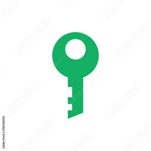 Flat green key vector for access control