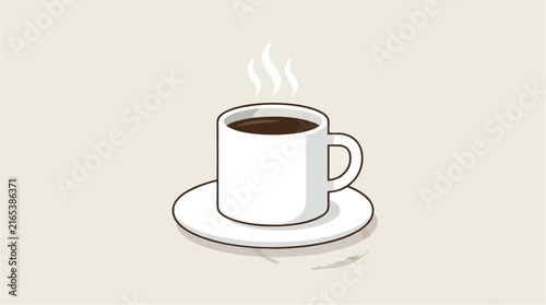 Coffee Cup Vector Illustration with Fresh Brewed Coffee in Minimalist Graphic Style
