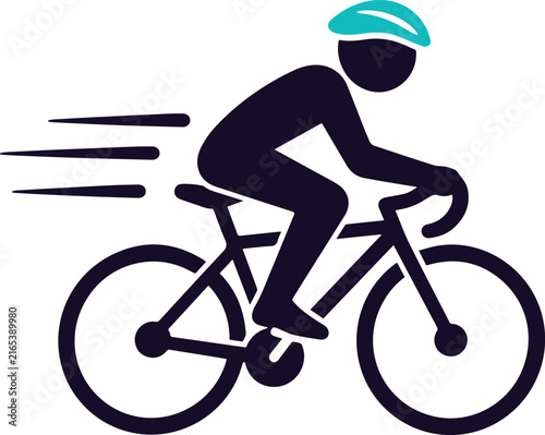 Cyclist in motion with speed lines illustrating fast urban commuting and fitness lifestyle