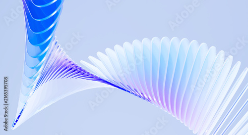 Abstract 3D Render of Flowing Blue and Purple Glass Ribbons Twisting in Elegant Spiral Motion Digital Art Background