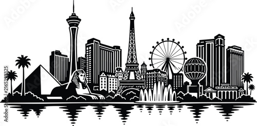 Las Vegas skyline silhouette, modern desert cityscape, Silhouette Vector, Vector Illustration, isolated on white background