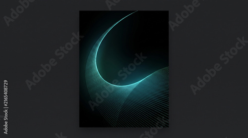 Abstract Futuristic Particle Wave with Glowing Turquoise Dots on Dark Background