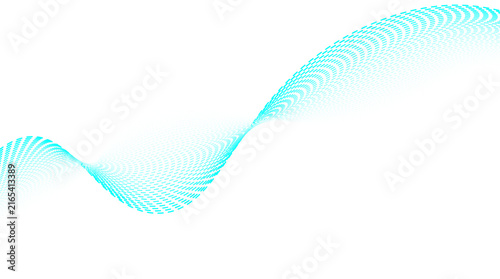 Abstract wave of cyan dots forming a flowing pattern isolated on transparent background