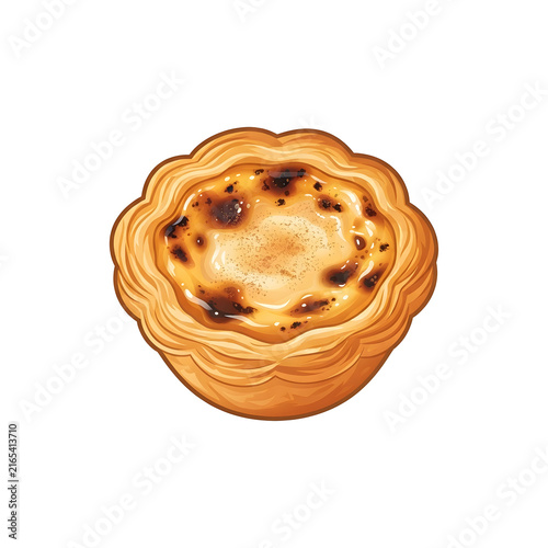 Delicious Egg Tart Vector Illustration Isolated on White Background