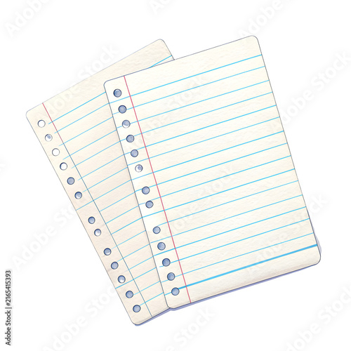 Lined Paper Sheets: Two sheets of lined, punched paper, ready for notes or drawing. Simple and clean for any project.